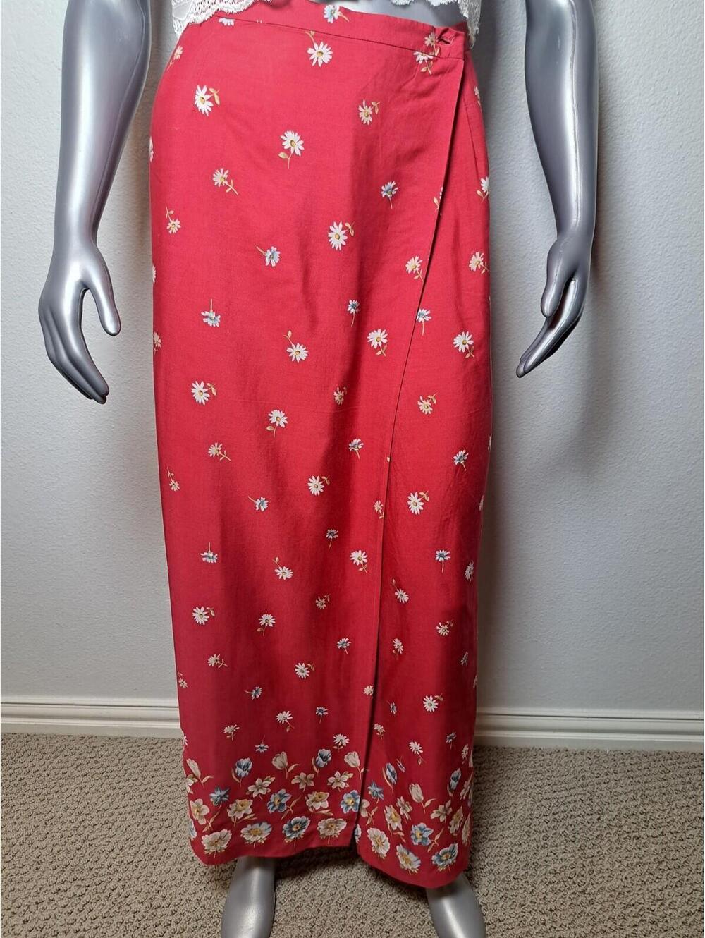 Breeches Women's Red Cotton Wrap Fringe Skirt Size S
